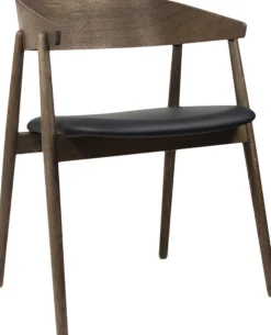 AC2 armchair, Smoked oak, Leather Black