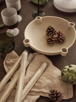 Bowl Candle Holder - L - Ceramic - Light Grey