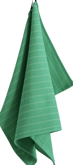 Canteen Tea Towel-Emerald pinstribe