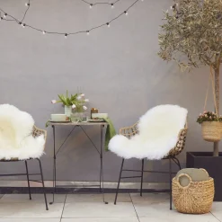 90cm-up New Zealand Sheepskin, Long Wool Ivory 95x60