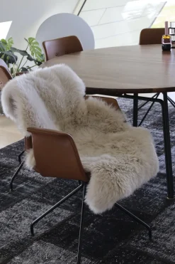 90cm-up New Zealand Sheepskin, Long Wool Beige 90x60