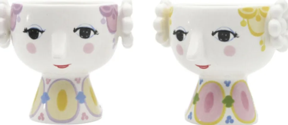 Eva Fyrfadsstage Ø6. 5 cm gul/lavendel 2 stk.