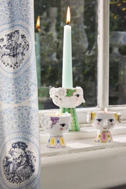 Eva Fyrfadsstage Ø6. 5 cm gul/lavendel 2 stk.