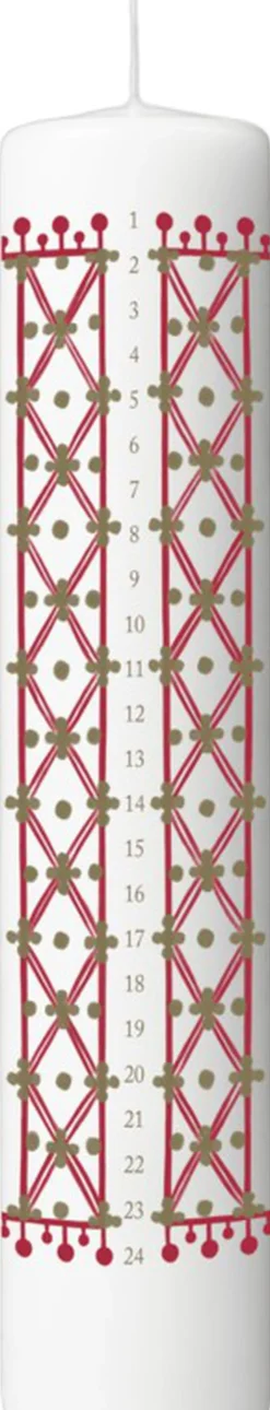 Eva Kalenderlys 2025 Ø5 cm hvid m. deko