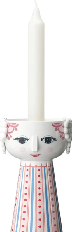 Eva Lysestage H14 cm støvet rød