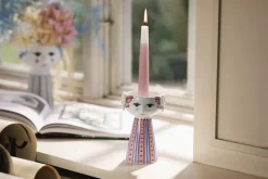 Eva Lysestage H14 cm støvet rød