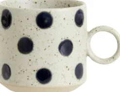 GRAINY dot cup w. handle, sand/dark blue