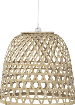 Hængelampe bambus skærm hvid plastikledning