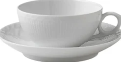 Hvid Halvblonde 20 cl. kop med underkop