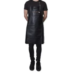 Klassisk 100% læder Forklæde SORT