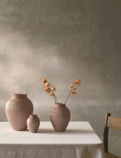 Knabstrup vase H 12. 5 cm ripple mat dusty rose