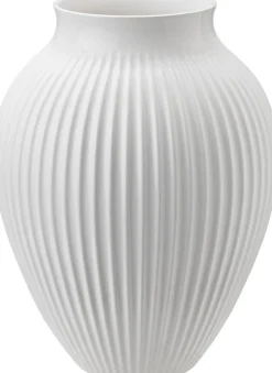 Knabstrup, vase, riller hvid, 27 cm