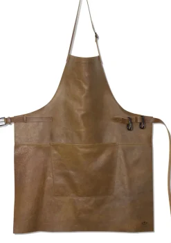 Læderforklæde BBQ Style Apron Vintage Camel