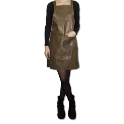 Læderforklæde Suspender Serie Apron Vintage Brown