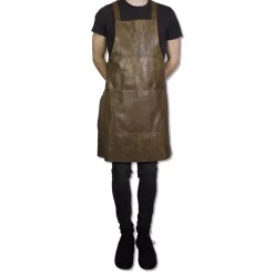 Læderforklæde Suspender Serie Apron Vintage Brown