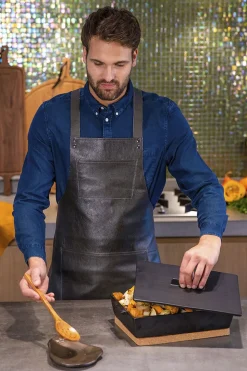 Læderforklæde Suspender Serie Apron Vintage Grey