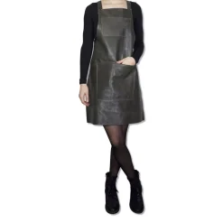 Læderforklæde Suspender Serie Apron Vintage Grey