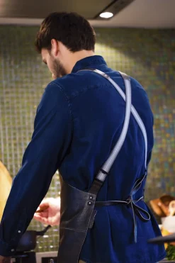 Læderforklæde Suspender Serie Apron Vintage Grey