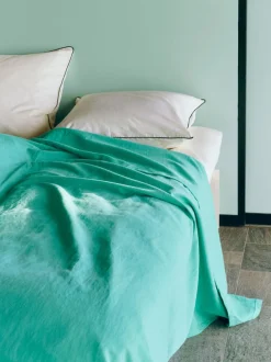 Linen Bedspread-240 x 260-Emerald green
