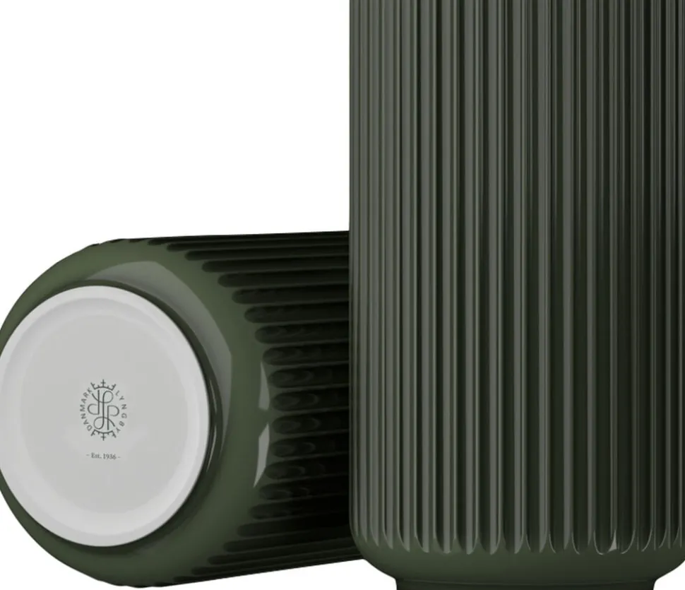 Lyngby Vase H31 cm mørk grøn porcelæn