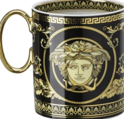 Mug with handle, Virtus Gala Black, Versace