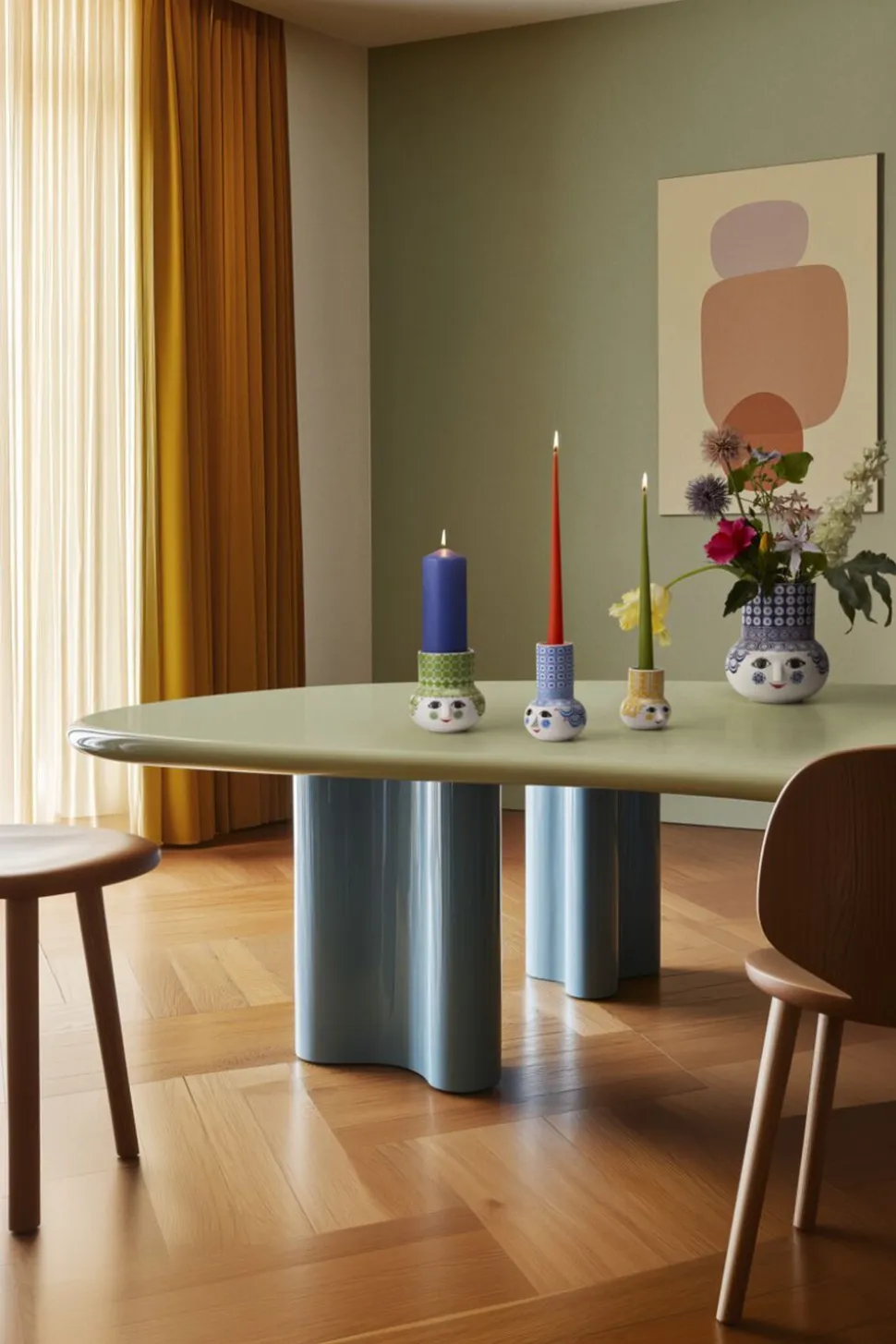 Olga Lysestage H9 cm gul