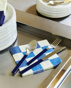Pattern Napkins-Set of 20 Dinner-Off-white and blues M check