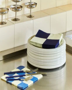 Pattern Napkins-Set of 20 Lunch-Off-white and blues M check