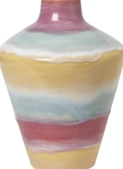 Poppery Vase med æble H32 cm pink/mint/gul