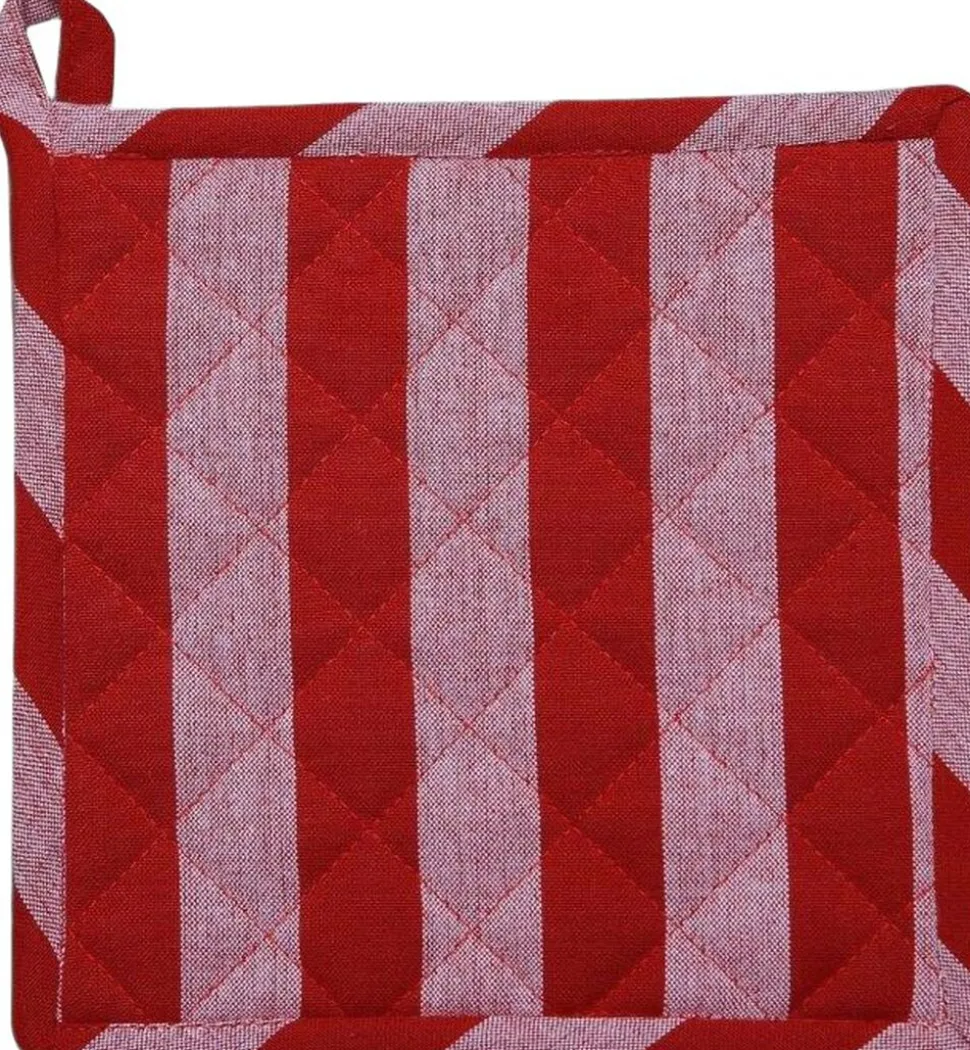 Pot holder 22x22 cm BIRK - Stripe dark red