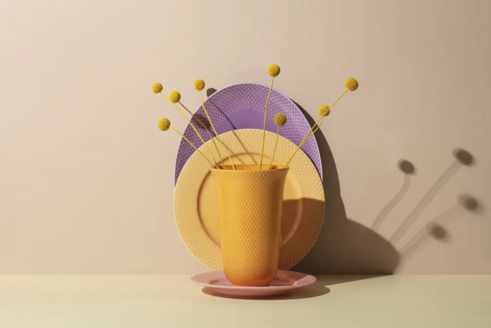 Rhombe Color Vase H20 gul porcelæn