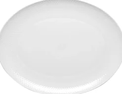 Rhombe Ovalt serveringsfad 42x32 hvid porcelæn