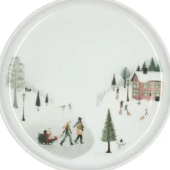 Tallerken flad lige kant Vinter 15,5cm Hvid Ovnfast porcelæn