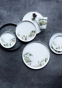 Tallerken flad lige kant Vinter 15,5cm Hvid Ovnfast porcelæn