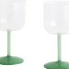 Tint Wine Glass-Set of 2-Clear, jade light green and jade dark green
