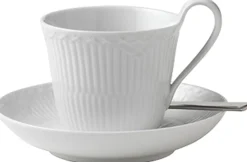White Fl Half Lace Cup and Saucer 24cl