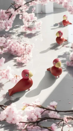 Year Bird Flora 2024 H12. 5 cm pink